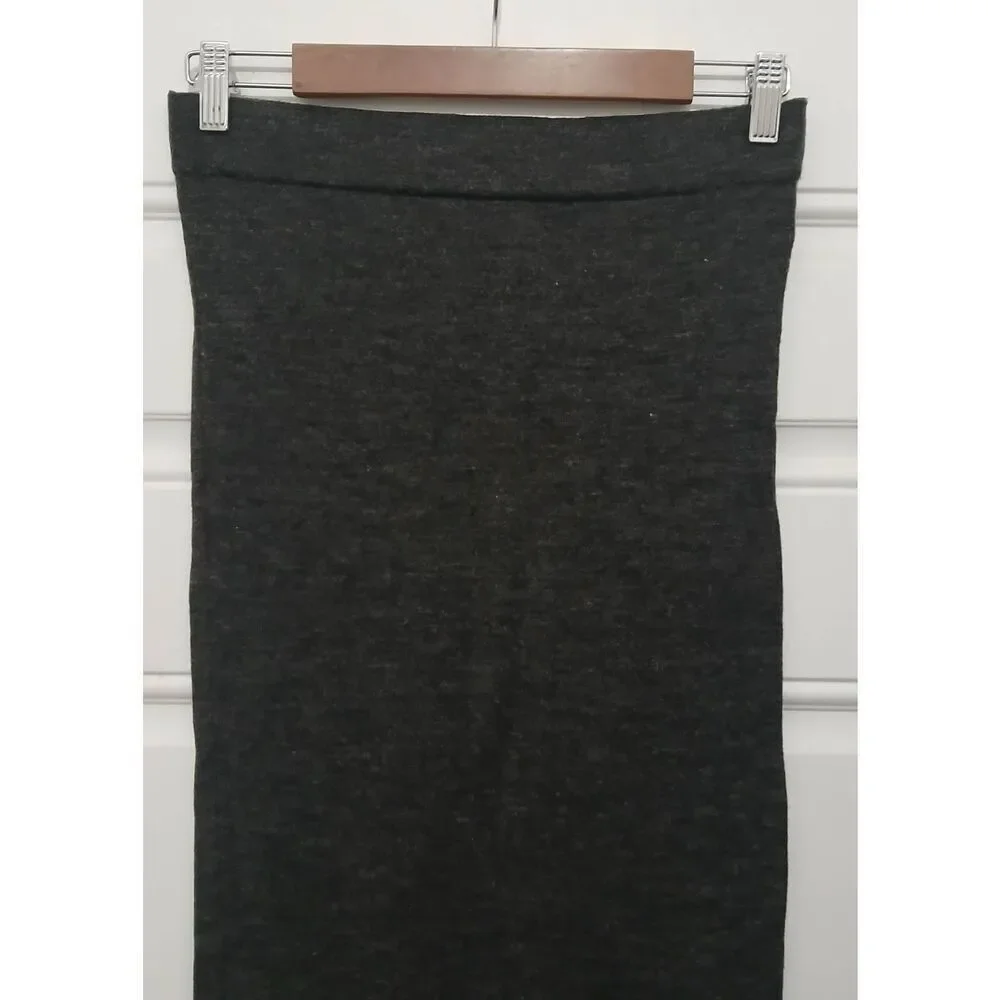 Zara womens medium fine wool long maxi pencil skirt dark gray